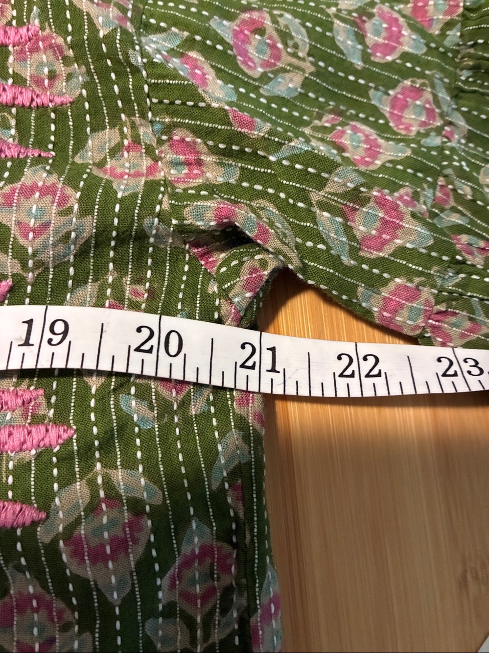 Sister Mary Green & Pink Embroidered Elena Top - Size Small - Picture 9 of 10